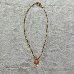 Anne Klein Gold Tone Toggle Closure Necklace W/Orange Stone Pendant